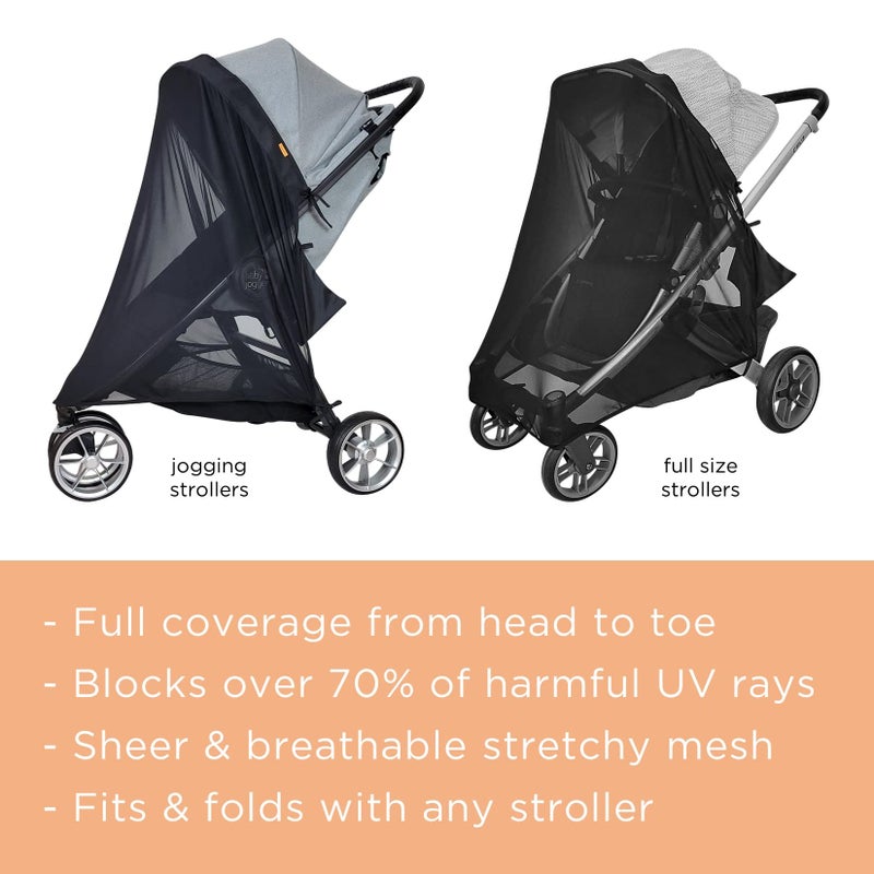 liuliuby Baby Stroller Sun Shade Cover | Stroller Shade Extender for Sun | Canopy Extender with Full Coverage | Universal Baby Sunshade Accessories for Summer | Bug Net Protection Cover Attachment for Outdoor - Image 3